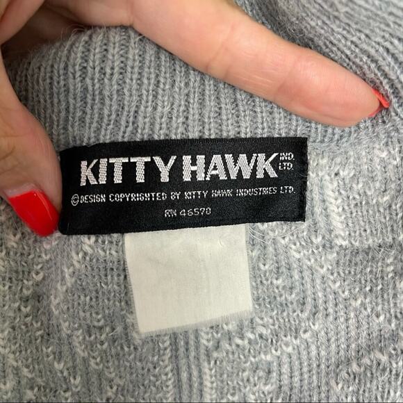 Kitty Hawk Retro Mix Print 80s Pullover Knit Sweater with Shoulder Pads Medium - Picture 12 of 13